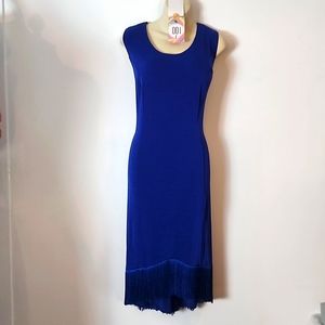 #1-Women's Sleeveless Fringe Dress 1X Stretch  Royal Blue,maxi, tunic,long Dress